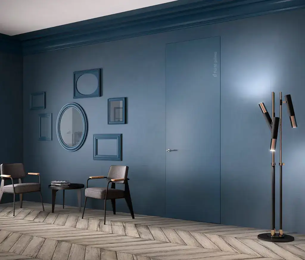 Скрытые межкомнатные двери в интерьере темного цвета Скрытые межкомнатные двери в интерьере темного цвета