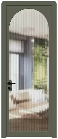 Дверь Luna Moderno Серый Мох эмаль (RAL 7003) со стеклом