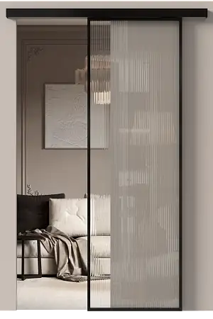 Межкомнатная дверь МКП-0, Со стеклом (ДО), цвет - Черная эмаль (RAL 9004)