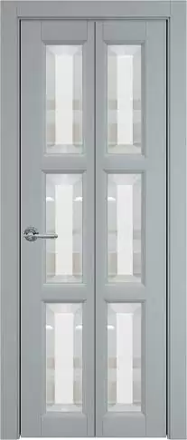 Дверь Milano Книжка Porta Classic Серебристо-серая эмаль (RAL 7045) со стеклом
