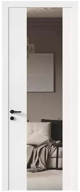 Межкомнатная дверь Tivoli Е-1, Со стеклом (ДО), цвет - Белоснежная мягкая шагрень