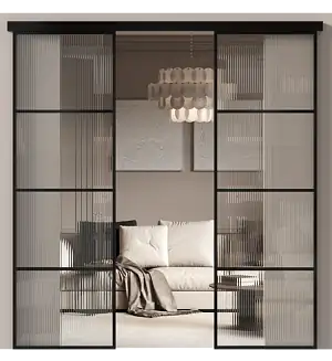 Межкомнатная дверь МКП-3, Со стеклом (ДО), цвет - Черная эмаль (RAL 9004)