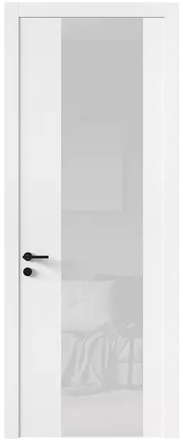 Межкомнатная дверь Tivoli Е-1, Со стеклом (ДО), цвет - Белоснежная мягкая шагрень