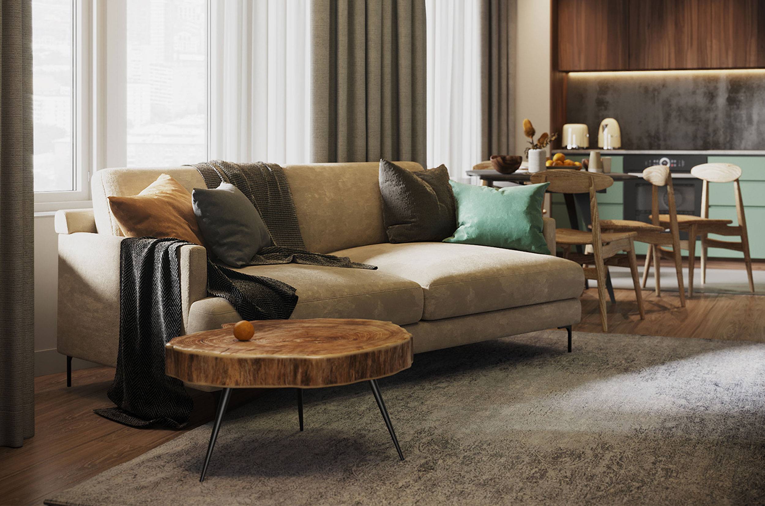 Проекты: Слияние внутреннего и внешнего в ретро-футуристическом интерьере от дизайнера Артёма Тулупова