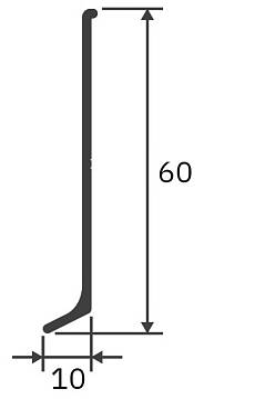 Алюминиевый плинтус в цвете хром матовый, H =60мм, L=3000мм (1 шт.)