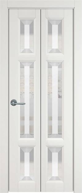 Межкомнатная дверь Porta Classic Siena Книжка, цвет - Бежевая эмаль (RAL 9010), Со стеклом (ДО)
