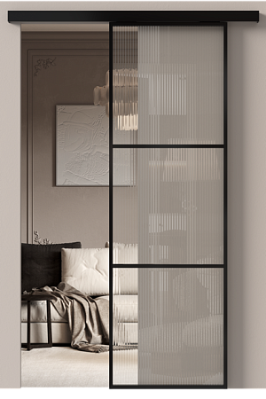 Межкомнатная дверь МКП-2, Со стеклом (ДО), цвет - Черная эмаль (RAL 9004)